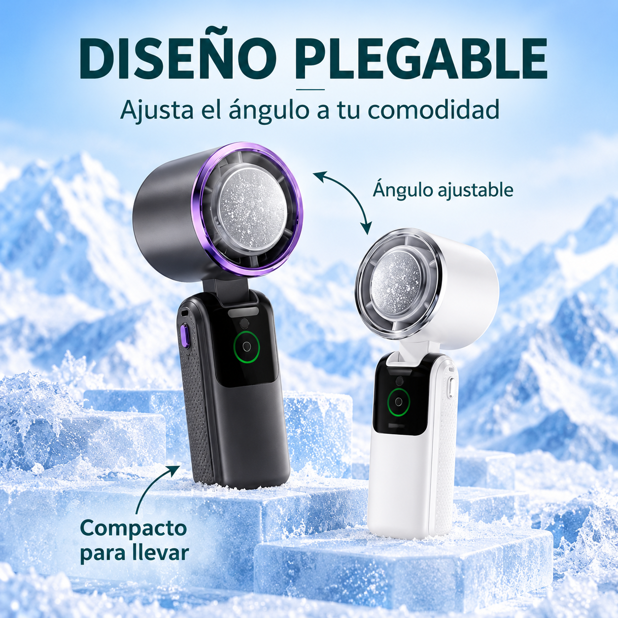 Diseño plegable y ángulo ajustable del ventilador