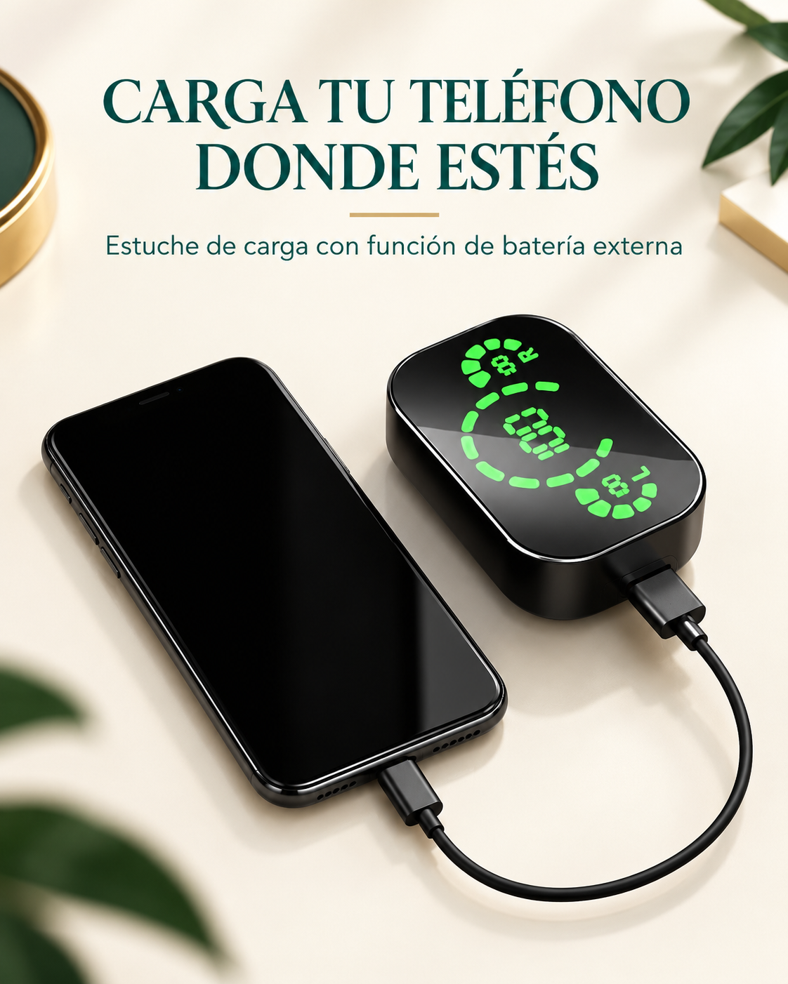 Estuche YD03 usado como batería externa para un teléfono